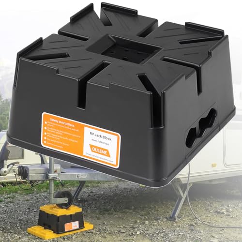 OULEME Trailer Jack Block, 15,000 lbs Leveling Block for RV Camper Travel Trailer 5th Wheel, Fits 8.5” Pad, Tongue Stand/Round Square Scissor Stabilizer Jack and Wheels, 1 Pack - Image 1