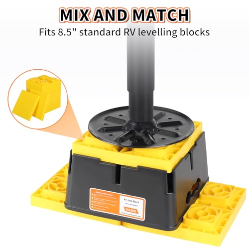 OULEME Trailer Jack Block, 15,000 lbs Leveling Block for RV Camper Travel Trailer 5th Wheel, Fits 8.5” Pad, Tongue Stand/Round Square Scissor Stabilizer Jack and Wheels, 1 Pack - Image 2