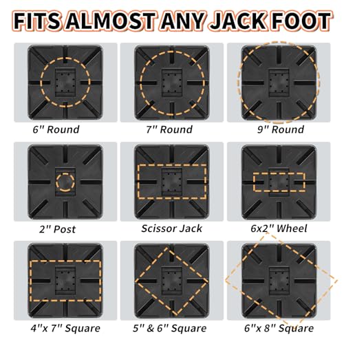 OULEME Trailer Jack Block, 15,000 lbs Leveling Block for RV Camper Travel Trailer 5th Wheel, Fits 8.5” Pad, Tongue Stand/Round Square Scissor Stabilizer Jack and Wheels, 1 Pack - Image 4
