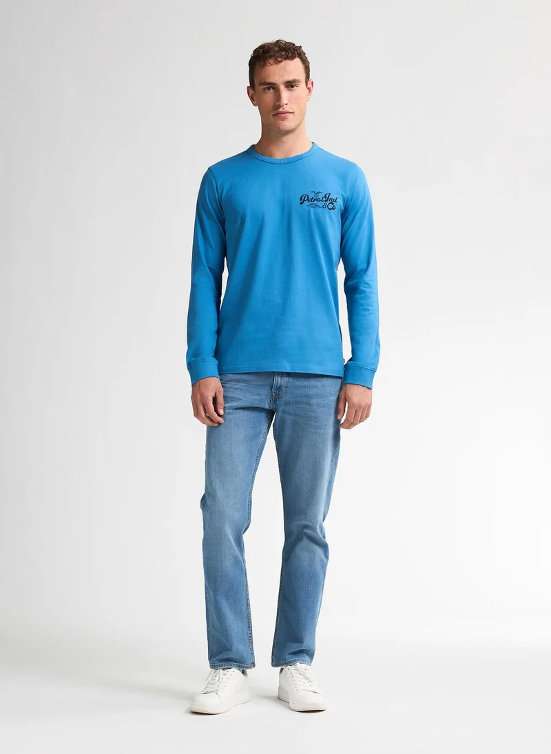 Petrol Industries 5190-Indie Blue Men T-Shirt LS Classic Print for Men | Best Price UAE