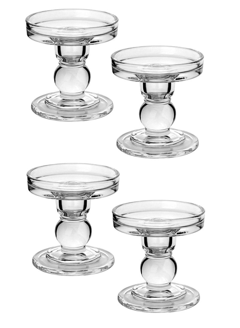 ار ار براند 4 قطعة حامل شموع زجاجي لشمعة عمودية حامل كريستال شفاف شمعة صغيرة مدببة لطاولة العشاء المنزلية ديكور المنزل - Image 1