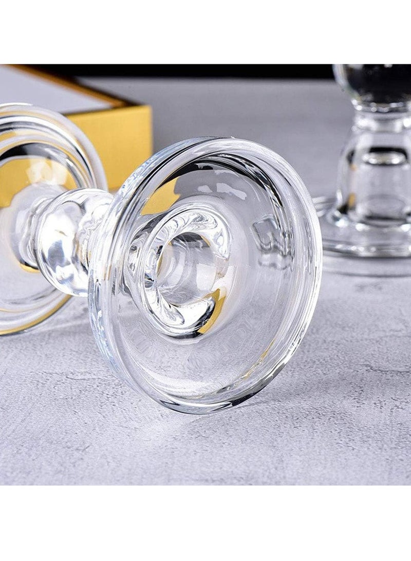 ار ار براند 4 قطعة حامل شموع زجاجي لشمعة عمودية حامل كريستال شفاف شمعة صغيرة مدببة لطاولة العشاء المنزلية ديكور المنزل - Image 2