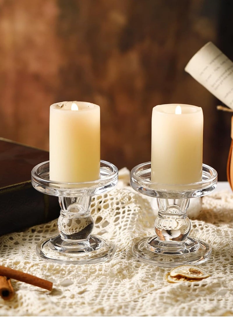 ار ار براند 4 قطعة حامل شموع زجاجي لشمعة عمودية حامل كريستال شفاف شمعة صغيرة مدببة لطاولة العشاء المنزلية ديكور المنزل - Image 4