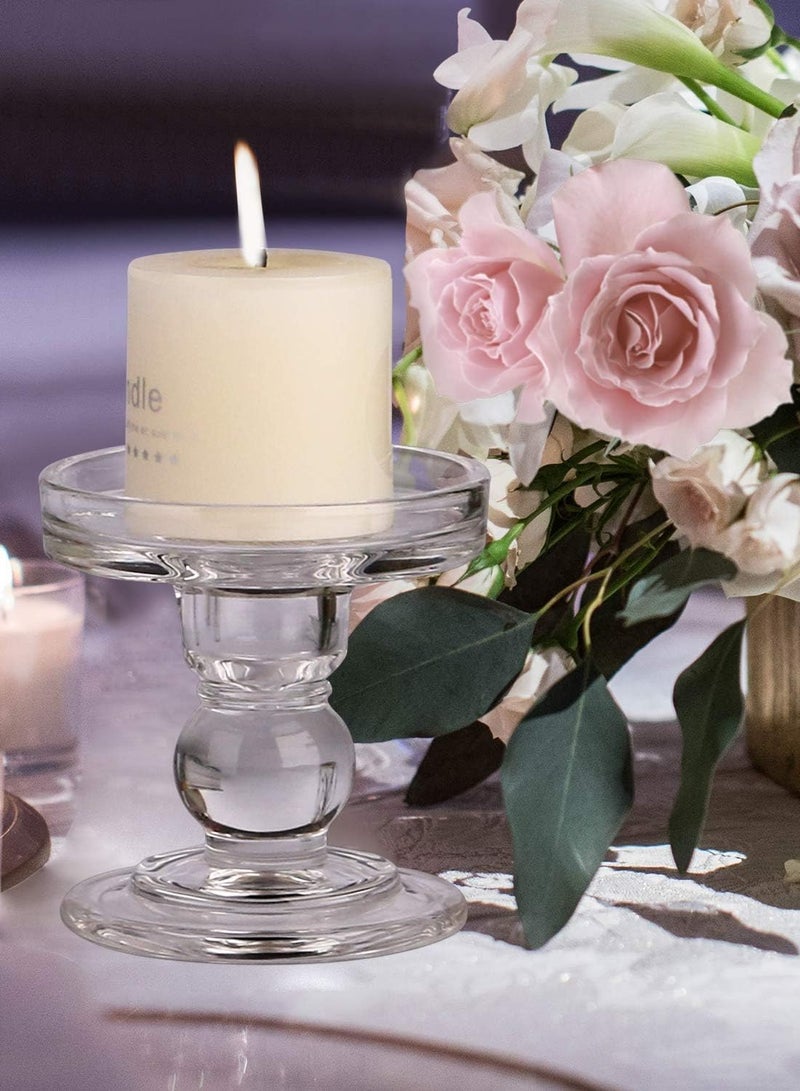 ار ار براند 4 قطعة حامل شموع زجاجي لشمعة عمودية حامل كريستال شفاف شمعة صغيرة مدببة لطاولة العشاء المنزلية ديكور المنزل - Image 3