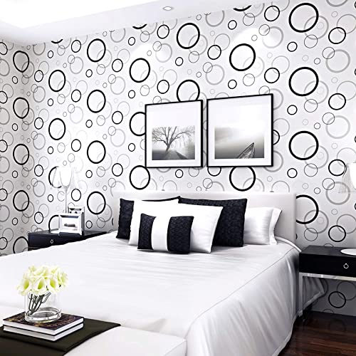 wolpin Wall Stickers DIY Wallpaper (45 x 500 cm) Circles Pattern Office, Living Room Modern Decoration Self Adhesive Decals, White 24.27 sq ft - Image 1