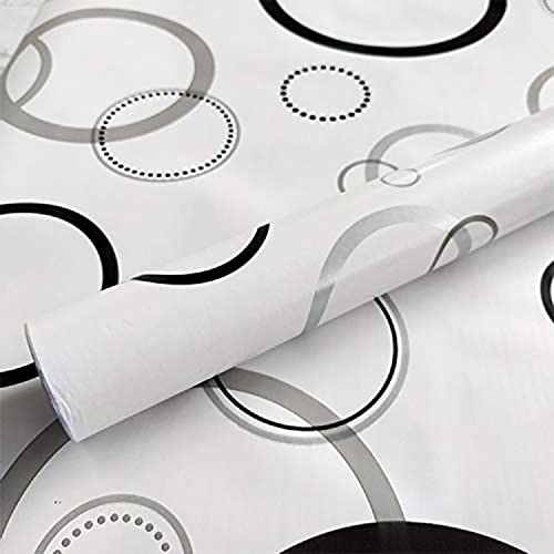 wolpin Wall Stickers DIY Wallpaper (45 x 500 cm) Circles Pattern Office, Living Room Modern Decoration Self Adhesive Decals, White 24.27 sq ft - Image 2