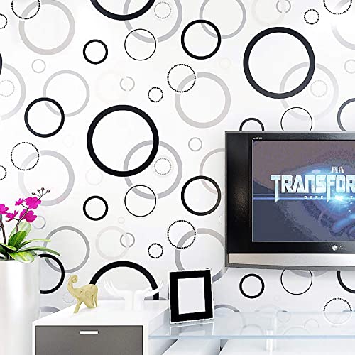 wolpin Wall Stickers DIY Wallpaper (45 x 500 cm) Circles Pattern Office, Living Room Modern Decoration Self Adhesive Decals, White 24.27 sq ft - Image 3