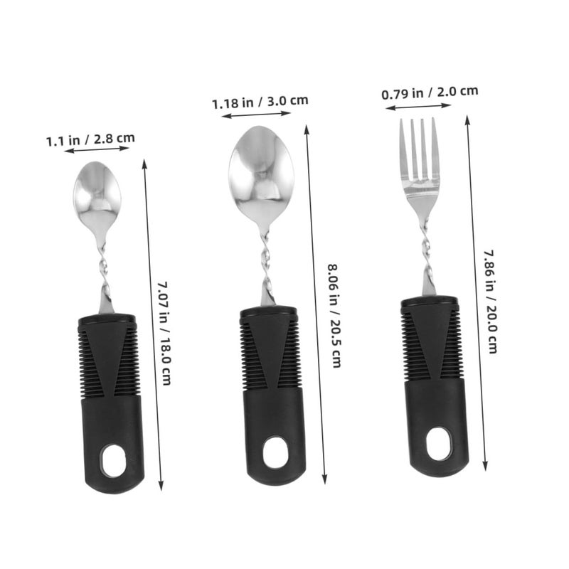 Adaptive Weighted Utensils 6 Pack Ergonomic Cutlery For Adults Elderly Disabled Stainless Steel Flexible Handle Hand Stability Eating Assistance - Image 5