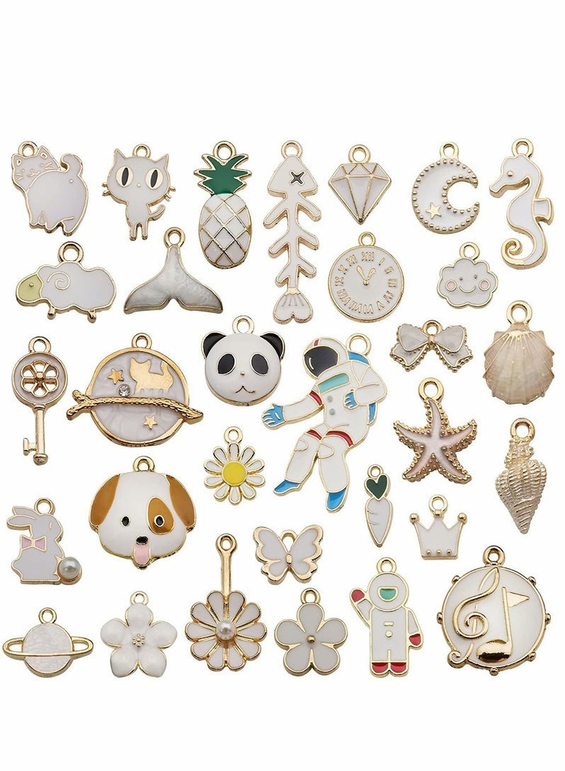 Y&D DIY Alloy Pendants Astronaut Jewelry, 31pcs Jewelry Charms Dripping Hanging Pendant Accessories for Necklace Bracelet (White) - Image 1