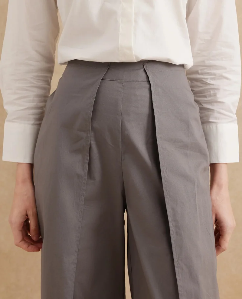 Rareism Women's Wrap Style Wide Leg Trouser