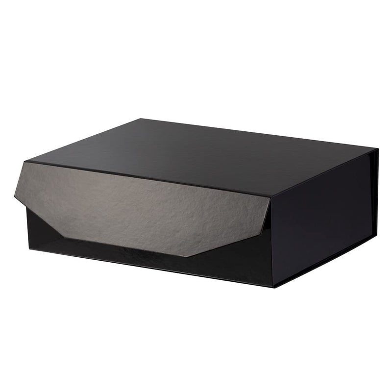 PACKGILO 1Pcs 13x9x4 Inches Black Gift Boxes with Lids for Presents Magnetic gift box large Gift Box for Bridesmaid ProposalGroomsman Glossy Black