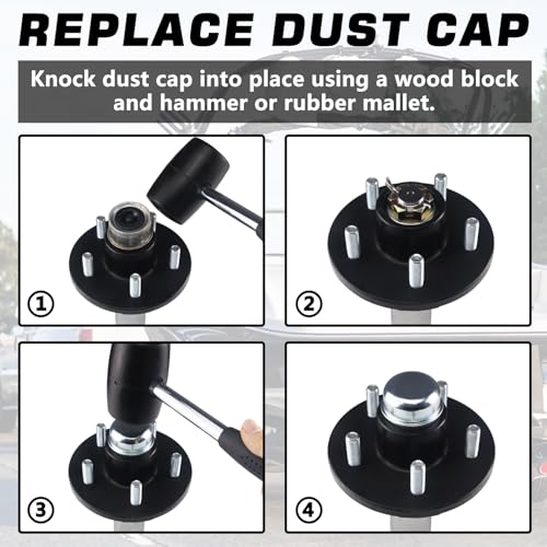GREPSPUD 2pcs 1.98'' Trailer Axle Dust Caps, Trailer Hub Bearing Dust Cap Cup Wheel Center Grease Cover Caps for 2000-3500 lbs Boat Trailer Dexter EZ Lube Trailer Camper RV - Image 5
