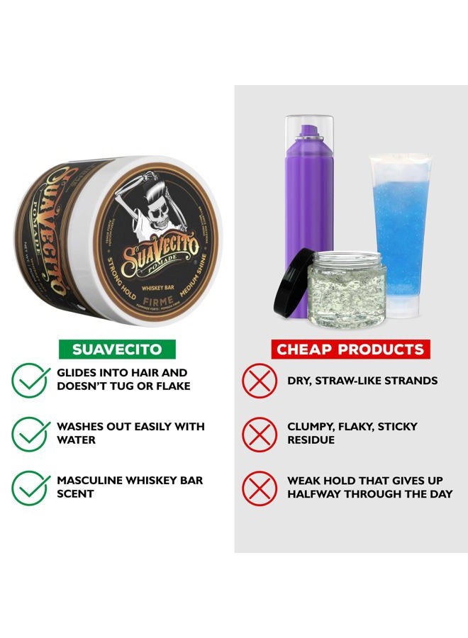 SUAVECITO Pomade Firme (Strong) Hold Whiskey Bar Scent 4 oz - Pomade For Men - Medium Shine Water Based Wax Like Flake Free Hair Gel - Easy To Wash Out - All Day Hold For All Hair Styles - Image 3