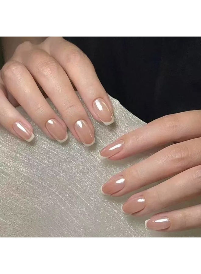 جوسكوين أظافر صناعية 24 قطعة، أظافر صناعية قصيرة مربعة باللون الوردي على الطراز الفرنسي، تخلق تأثيرًا عصريًا مثاليًا للأظافر، مناسبة للمبتدئين؛ قابلة لإعادة الاستخدام. أظافر صناعية أكريليك مع مجموعة لاصقة. - Image 1