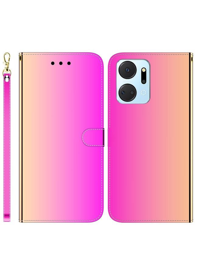 اس-توب جراب هاتف Honor X7A من الجلد الصناعي بسطح مرآة مقلد مع قلاب أفقي - Image 1