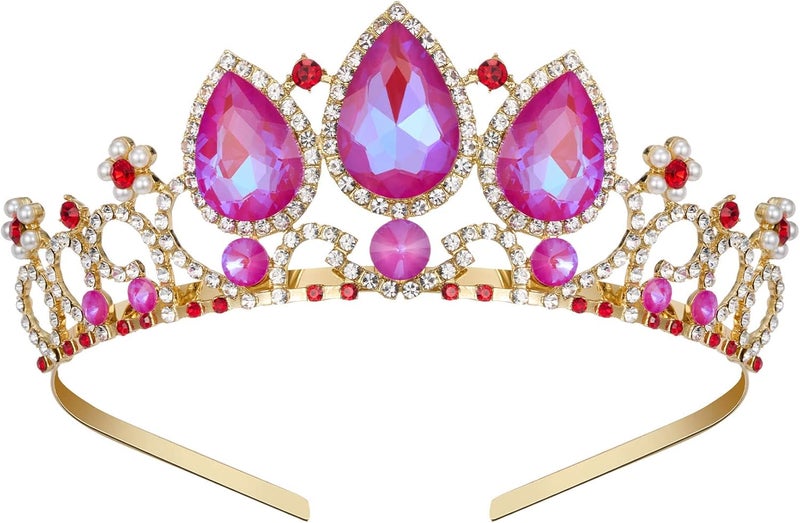SWEETV Princess Tiaras for Little Girls, Kids Dress-up Crown Headband, Birthday Wedding Halloween Cosplay Hair Accessories - Image 1
