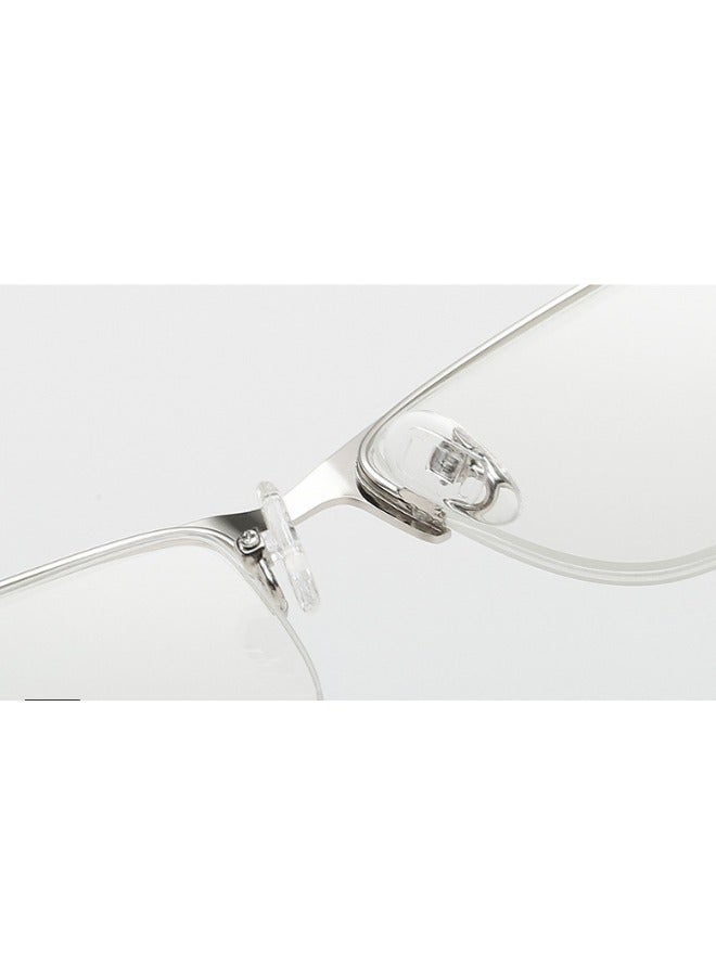 Booma Opticals ASH +2.50 Power Reading Glasses for Men & Women, Silver Frame, Presbyopia, Corrective Eyeglasses, Prescription glasses,  Anti-Blue Light Lenses, Unisex – Half-rim Metal Frame and Hinge, Stylish Square Design, Computer Screen & Eyestrain Relief - Image 2