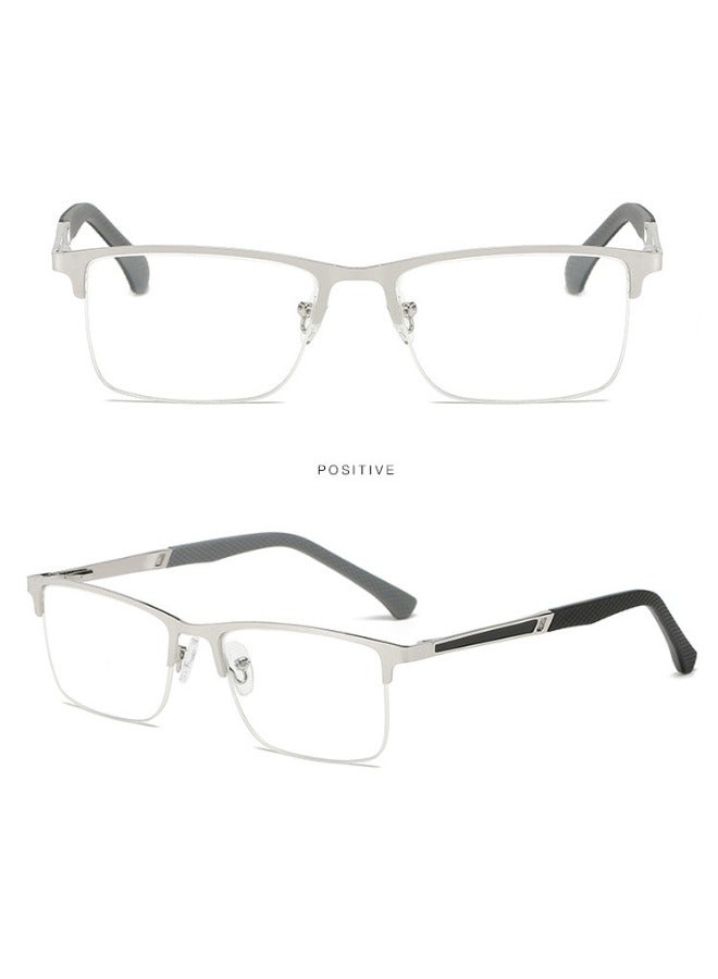 Booma Opticals ASH +2.50 Power Reading Glasses for Men & Women, Silver Frame, Presbyopia, Corrective Eyeglasses, Prescription glasses,  Anti-Blue Light Lenses, Unisex – Half-rim Metal Frame and Hinge, Stylish Square Design, Computer Screen & Eyestrain Relief - Image 3