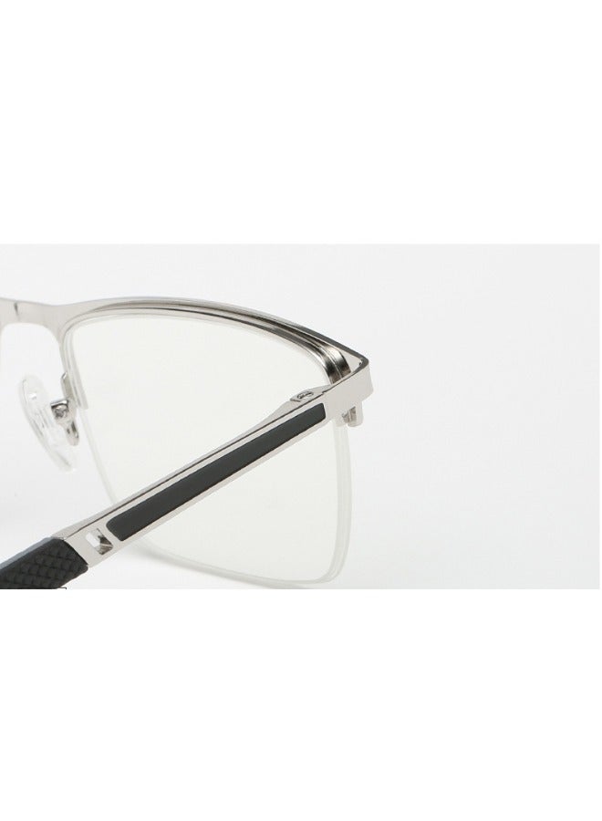 Booma Opticals ASH +2.50 Power Reading Glasses for Men & Women, Silver Frame, Presbyopia, Corrective Eyeglasses, Prescription glasses,  Anti-Blue Light Lenses, Unisex – Half-rim Metal Frame and Hinge, Stylish Square Design, Computer Screen & Eyestrain Relief - Image 5