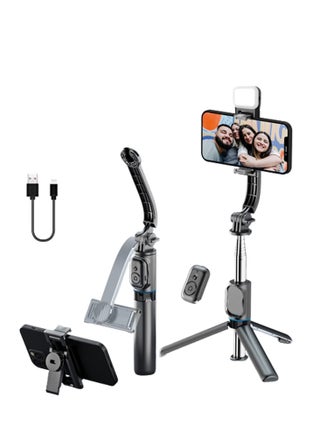 Tycom selfie stick gimbal stabilizer with light removable clip can be used as a Phone stand tiktok vlog youtube live Video record(C01s Black) - pzsku/ZADBEF6A76930C44D44FEZ/45/_/1729671364/d9db33f4-dede-4cc3-ad82-640d180de724