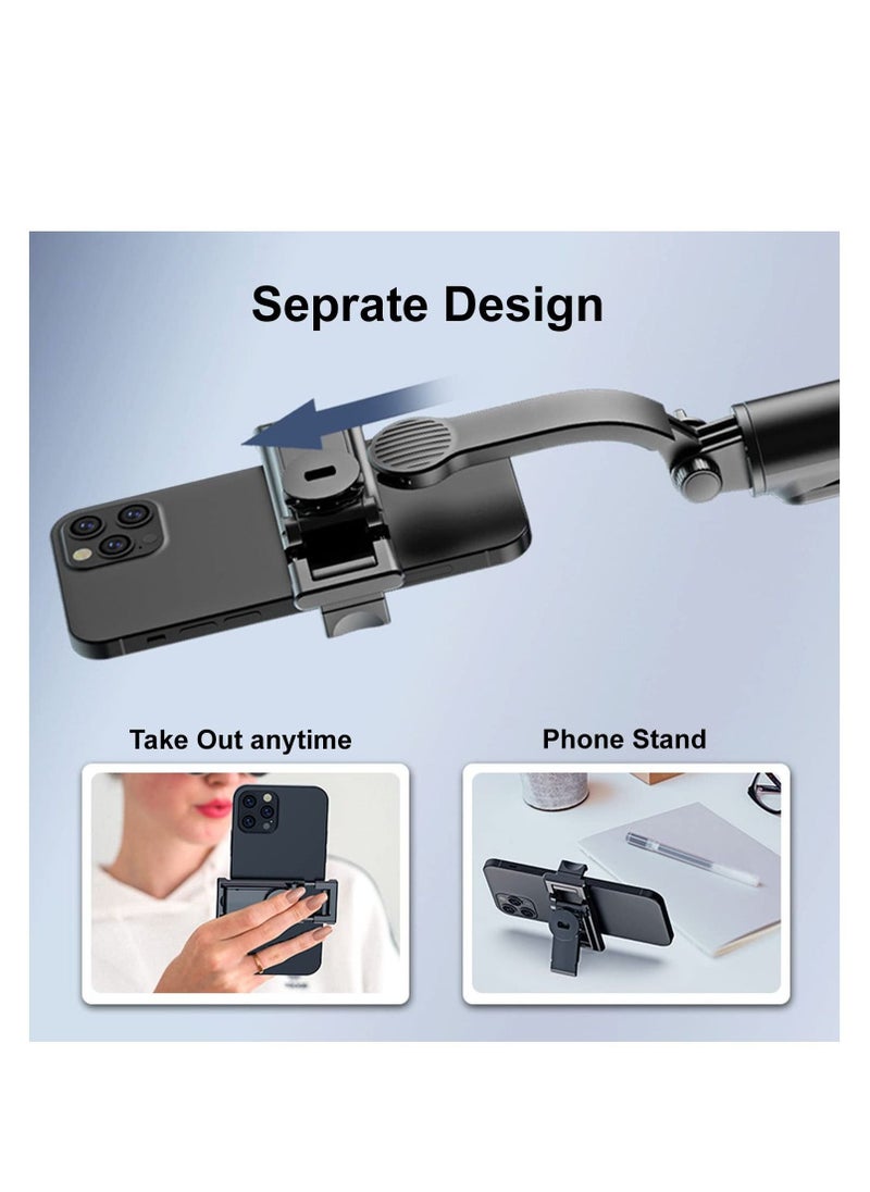 Tycom selfie stick gimbal stabilizer with light removable clip can be used as a Phone stand tiktok vlog youtube live Video record(C01s Black)
