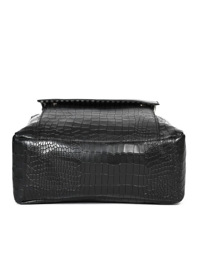 Celtic Premium Croc-Embossed Leather Tote Bag with Zip Compartments & Long Shoulder Straps - Image 5