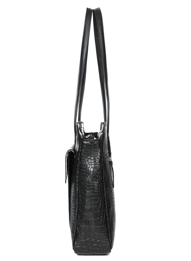 Celtic Premium Croc-Embossed Leather Tote Bag with Zip Compartments & Long Shoulder Straps - Image 2