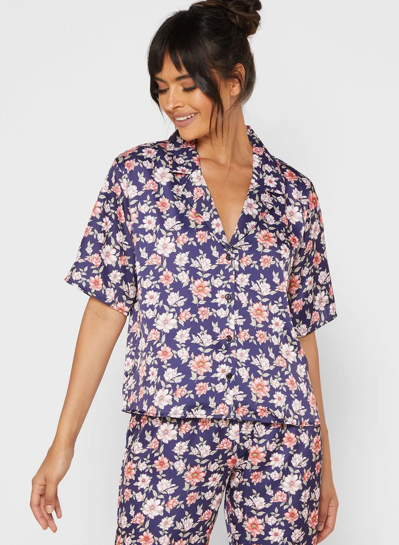 ELLA Floral Print Shirt Pyjama Set