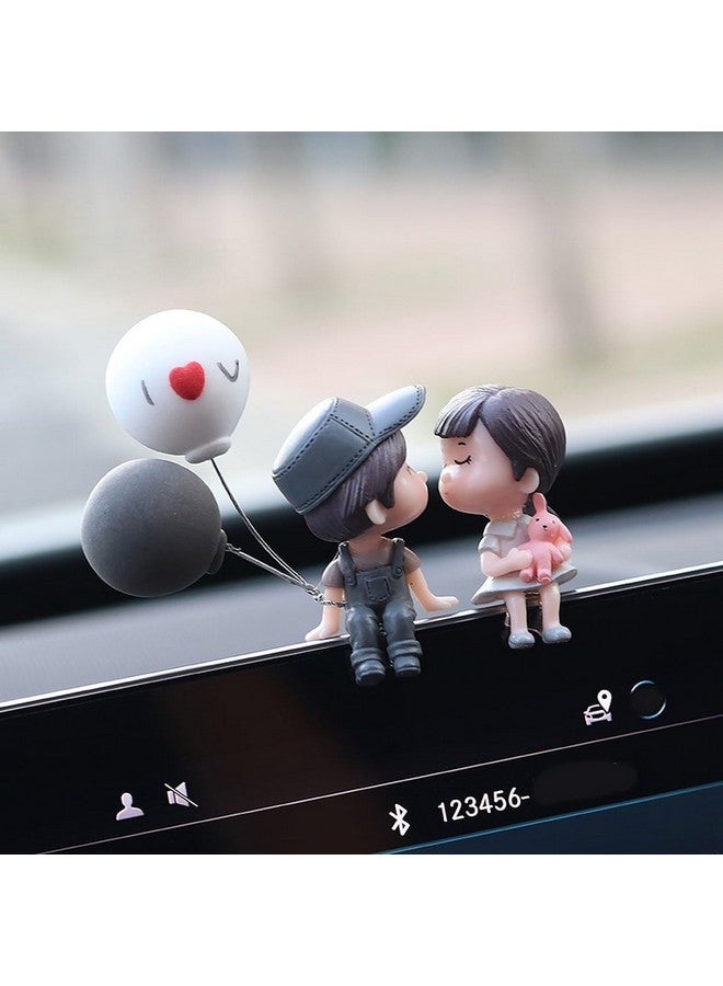wolpin Plastic Car Decor Car Dashboard Accessories Cute Love Couple I Love You With Balloon Car Interior Decoration Showpiece For Desk Decoration - Image 2