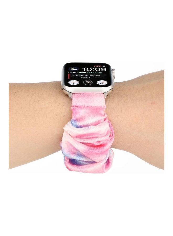 NIBEMINENT Flannel Hair Ring Replacement Watchband For Apple Watch Series 7 45mm/6 & SE 5 4 44mm/3 2 1 42mm(10) Multicolour - Image 5