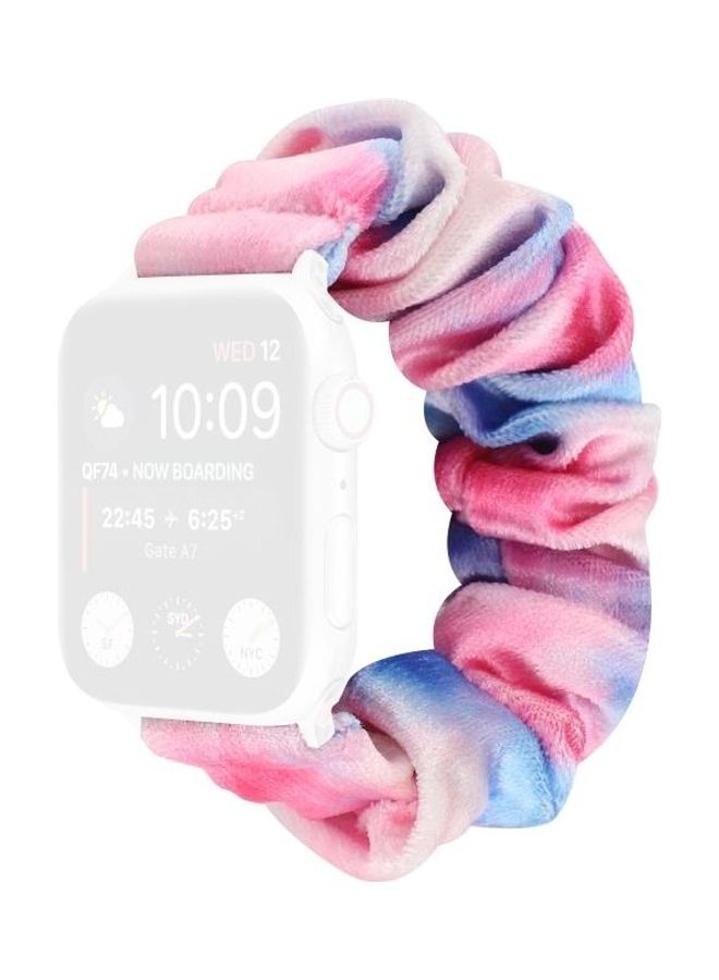 NIBEMINENT Flannel Hair Ring Replacement Watchband For Apple Watch Series 7 45mm/6 & SE 5 4 44mm/3 2 1 42mm(10) Multicolour - Image 2