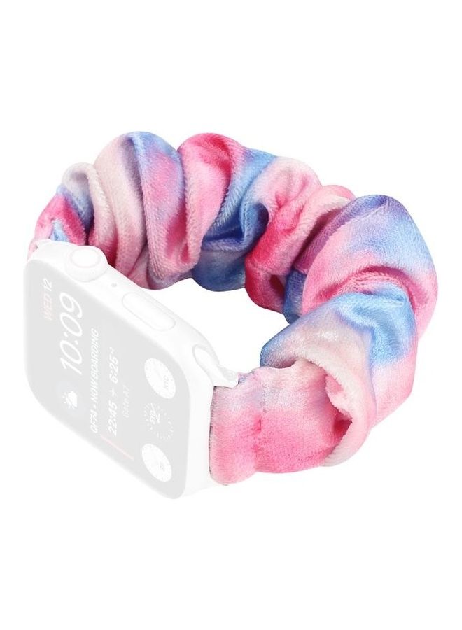 NIBEMINENT Flannel Hair Ring Replacement Watchband For Apple Watch Series 7 45mm/6 & SE 5 4 44mm/3 2 1 42mm(10) Multicolour - Image 3