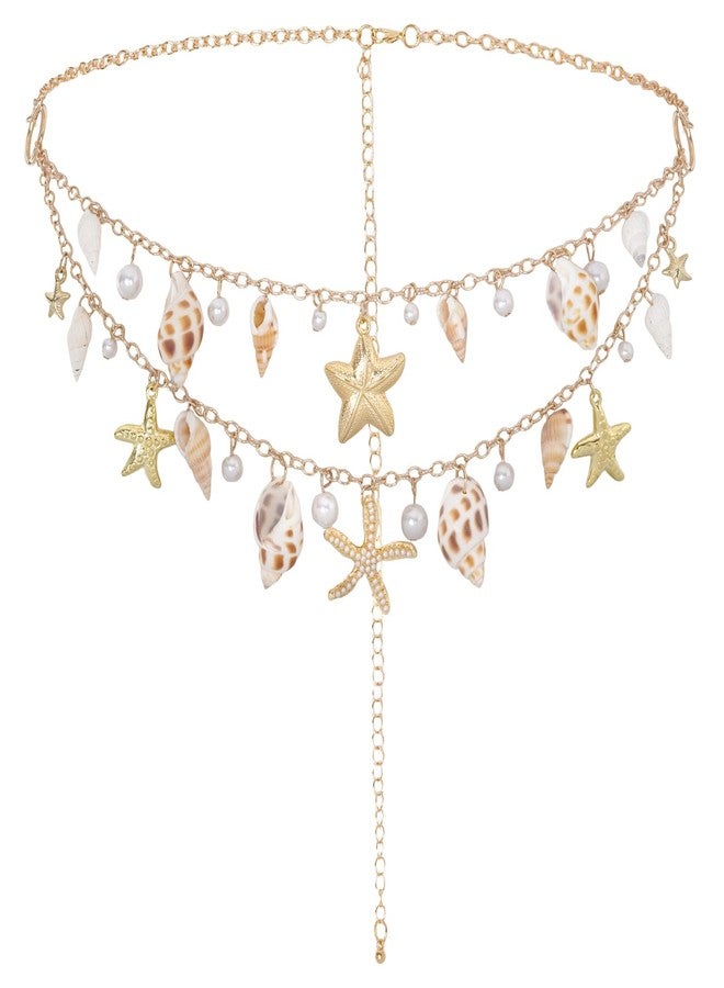 yeabwps Starfish Seashell Waist Chain for Women Bohemian Shell Belt Adjustable Layered Belly Chains Bikini Jewelry Accessories for Beach Summer Vacation - Image 1