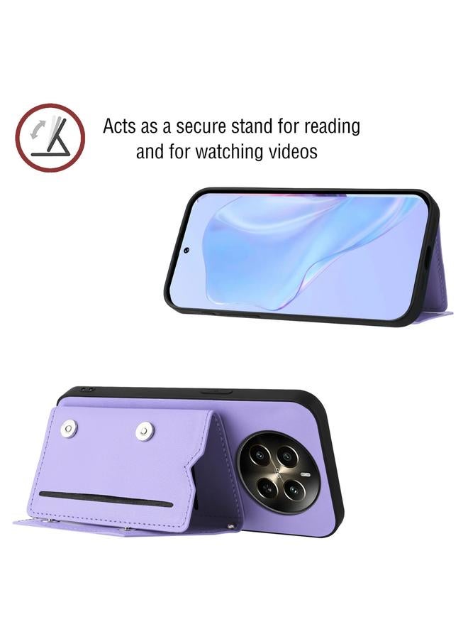 اس-توب جراب لهاتف Realme 12+ 5G / P1 5G بملمس الجلد وأربع فتحات للبطاقات مع حزام معصم - Image 4