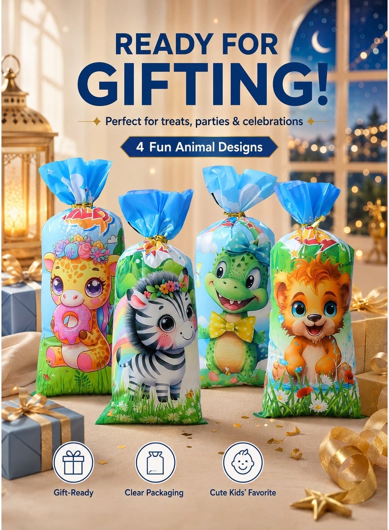 100 Pcs Candy Bags,Plastic Gift Bags with Twist Ties for Ramadan Gifts, Birthday,Party Favor Supplies - Image 3