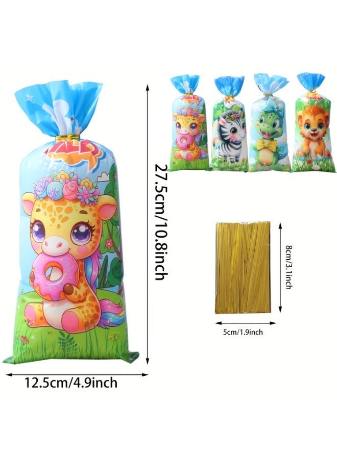 100 Pcs Candy Bags,Plastic Gift Bags with Twist Ties for Ramadan Gifts, Birthday,Party Favor Supplies - Image 5