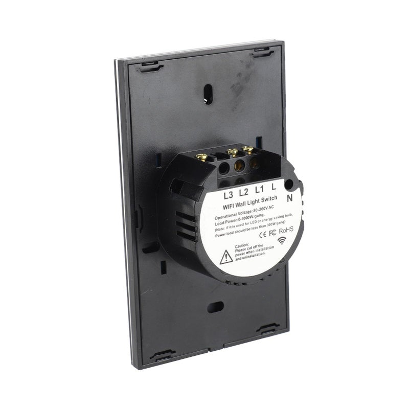Smart WiFi Light Switch Touch Panel Black Tempered Glass Remote Voice Control Scheduling - Image 2