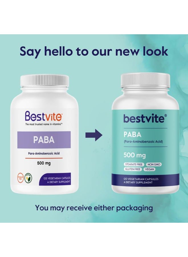BESTVITE PABA 500mg (240 Vegetarian Capsules) (120 x 2) (para-Aminobenzoic Acid) - No Stearates - Vegan - Non GMO - Gluten Free - Image 3