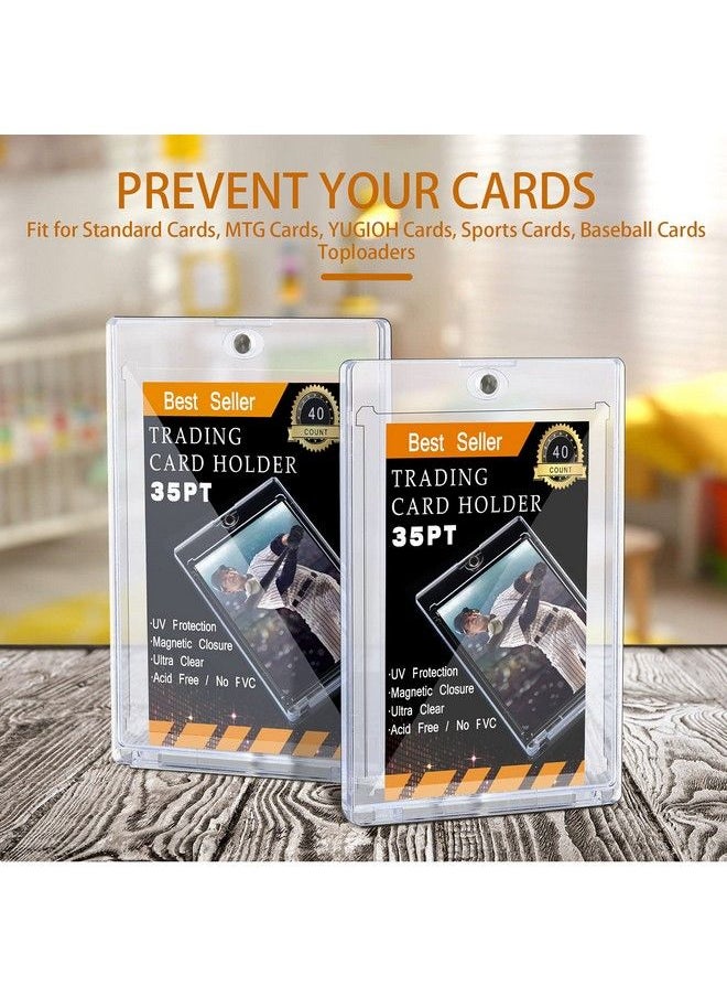Zonon 40 Pieces Thick Magnetic Card Sleeve Card Holder 35Pt Hard Plastic Protector Standard Thickness Trading Cards Sleeves For Collectible Trading Cards Baseball Sports Game Playing Credit Cards  - Image 3