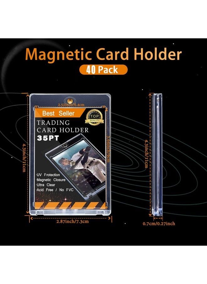 Zonon 40 Pieces Thick Magnetic Card Sleeve Card Holder 35Pt Hard Plastic Protector Standard Thickness Trading Cards Sleeves For Collectible Trading Cards Baseball Sports Game Playing Credit Cards  - Image 5