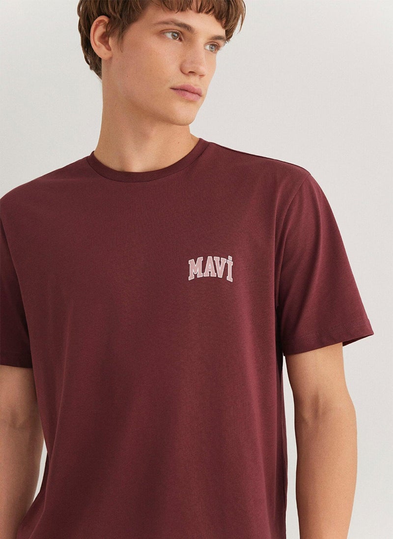 Mavi Logo Printed Burgundy T-Shirt - Image 1