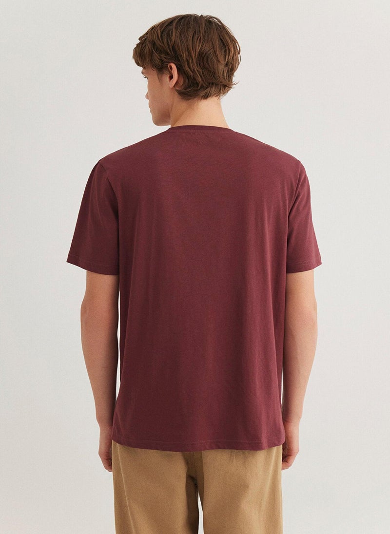 Mavi Logo Printed Burgundy T-Shirt - Image 4
