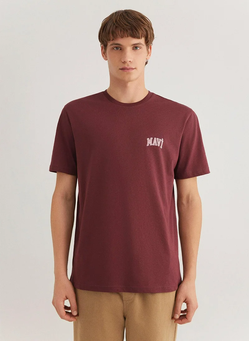 MAVI Mavi Logo Printed Burgundy T-Shirt