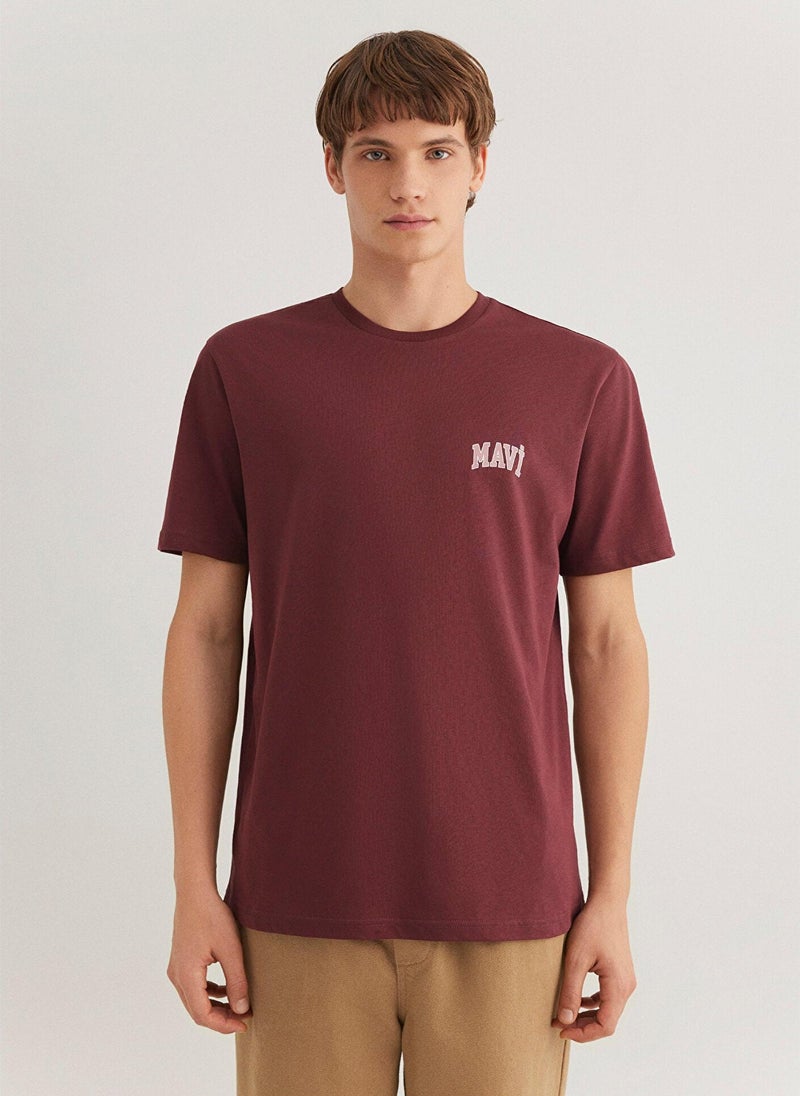 Mavi Logo Printed Burgundy T-Shirt - Image 3