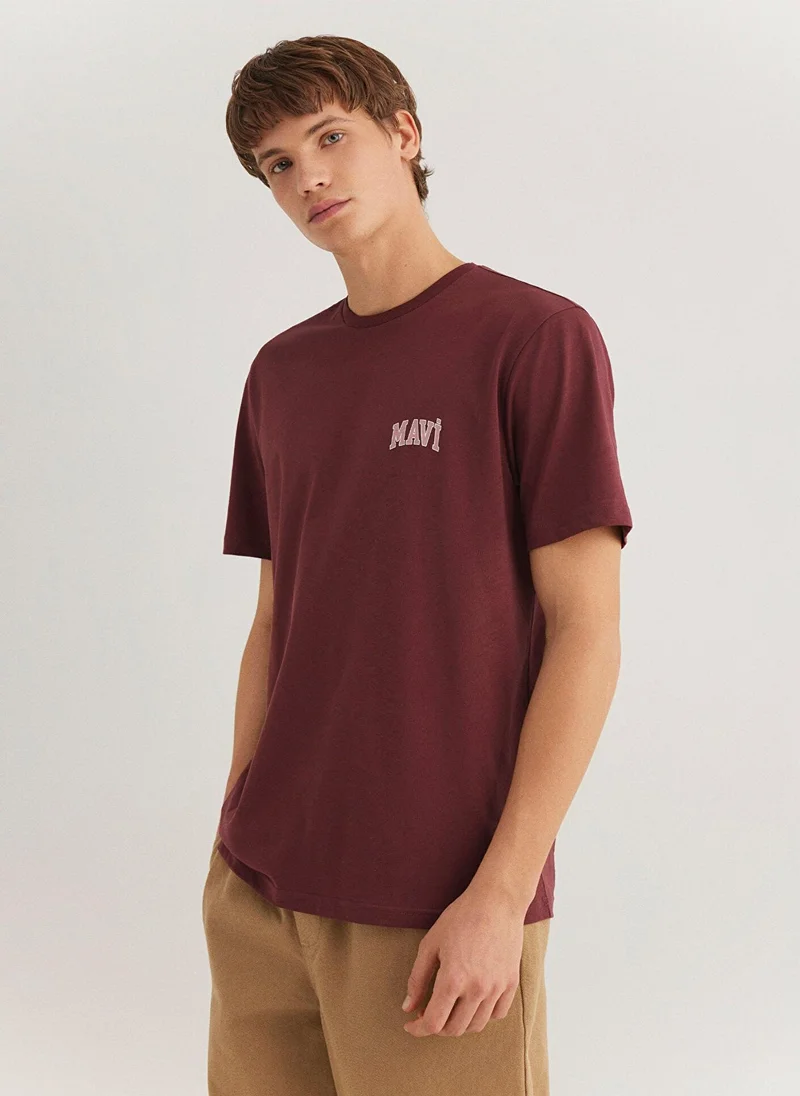 MAVI Mavi Logo Printed Burgundy T-Shirt