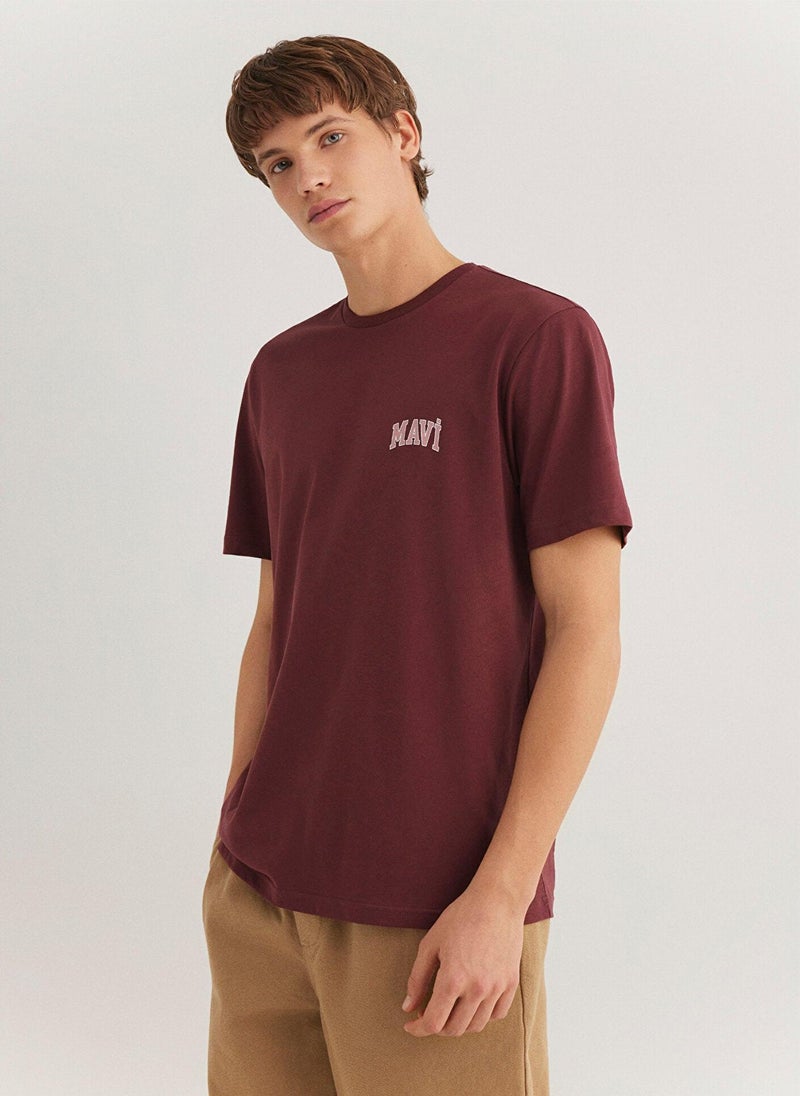 Mavi Logo Printed Burgundy T-Shirt - Image 2