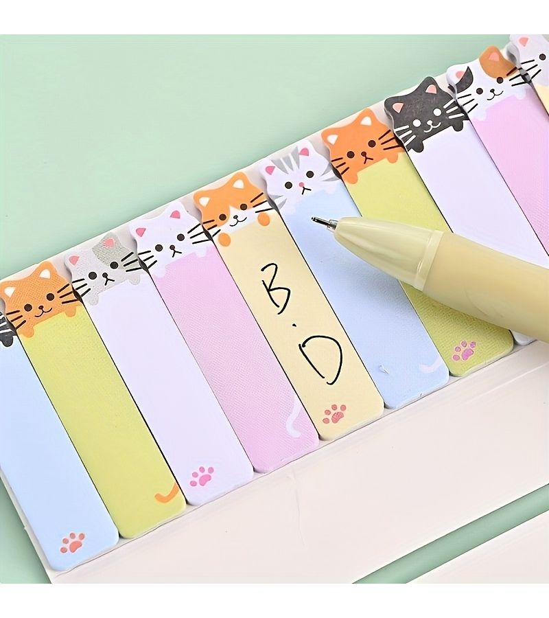 Black Cat Notes Sticky Set 150 Sheets Cute Theme Memo Bookmark - Image 1