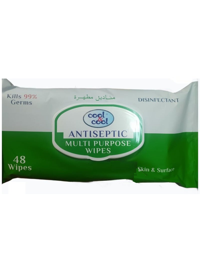 كول اند كول مناديل مطهرة متعددة الأغراض للبشرة والأسطح، عبوة من 48 منديلًا