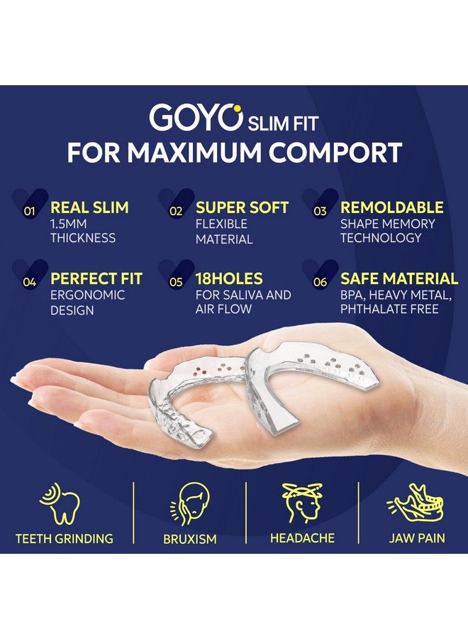 GOYO Slim Fit Pack Of 4 Mouth Guard For Clenching Teeth At Night With Thermo Checker & Dental Case | Night Guards For Teeth Grinding | Custom-Fit & Custom Moldable Bruxism Sleep Night Guard - Image 2
