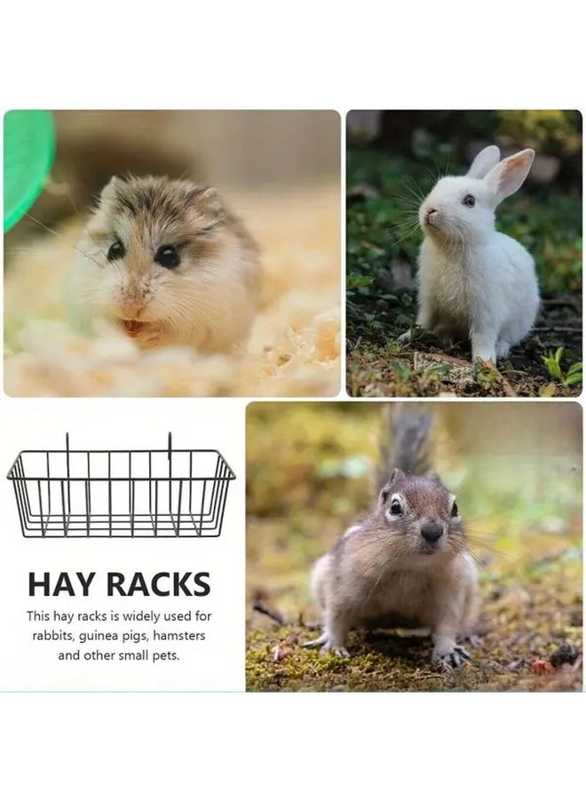 Black Heavy Duty Metal Hay Feeder Spill Proof Design Hanging Basket For Rabbits Guinea Pigs Chinchillas - Image 2